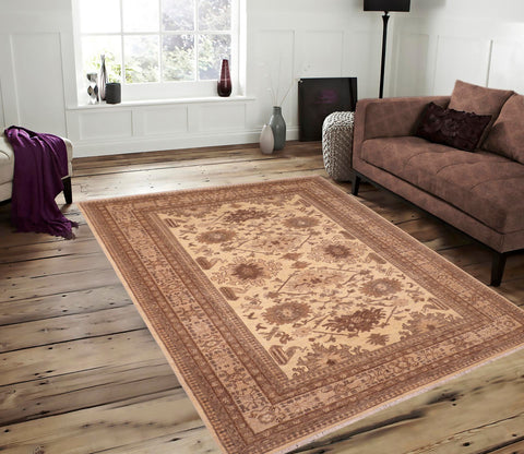 handmade Geometric Kafkaz Beige Tan Hand Knotted RECTANGLE 100% WOOL area rug 6' x 9'