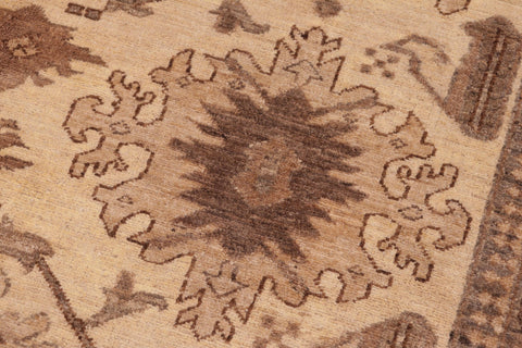 handmade Geometric Kafkaz Beige Tan Hand Knotted RECTANGLE 100% WOOL area rug 6' x 9'