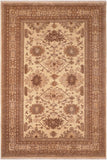 handmade Traditional Kafkaz Beige Tan Hand Knotted RECTANGLE 100% WOOL area rug 6 x 9
