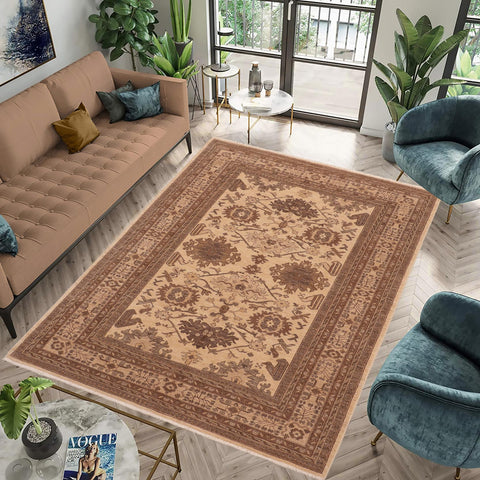 handmade Geometric Kafkaz Beige Tan Hand Knotted RECTANGLE 100% WOOL area rug 6' x 9'