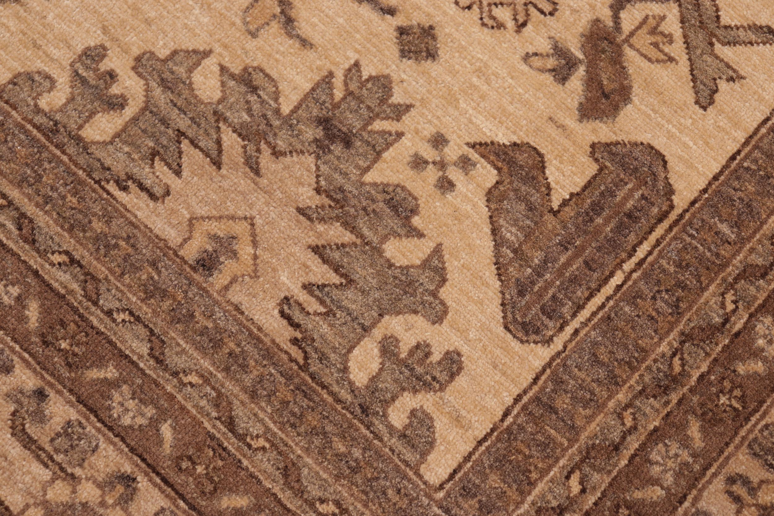 handmade Geometric Kafkaz Beige Tan Hand Knotted RECTANGLE 100% WOOL area rug 6' x 9'