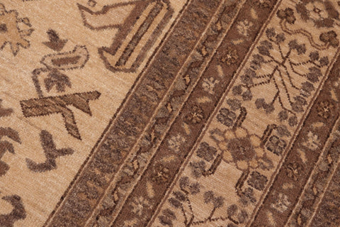 handmade Geometric Kafkaz Beige Tan Hand Knotted RECTANGLE 100% WOOL area rug 6' x 9'