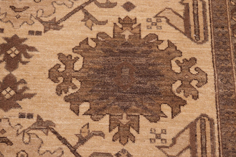 handmade Geometric Kafkaz Beige Tan Hand Knotted RECTANGLE 100% WOOL area rug 6' x 9'