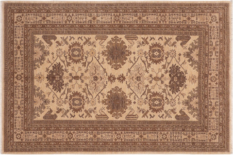 handmade Geometric Kafkaz Beige Tan Hand Knotted RECTANGLE 100% WOOL area rug 6' x 9'