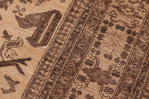handmade Geometric Kafkaz Beige Tan Hand Knotted RECTANGLE 100% WOOL area rug 6' x 9'