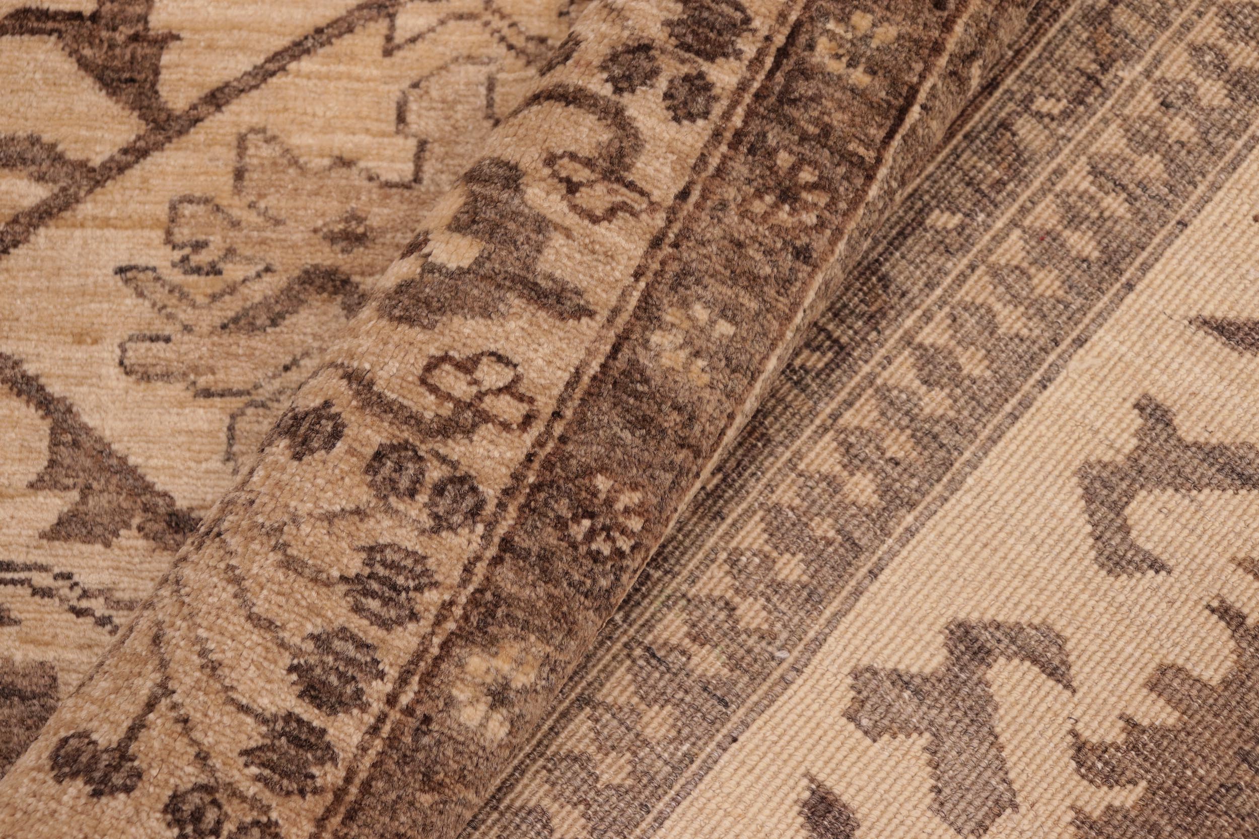 handmade Geometric Kafkaz Beige Tan Hand Knotted RECTANGLE 100% WOOL area rug 6' x 9'