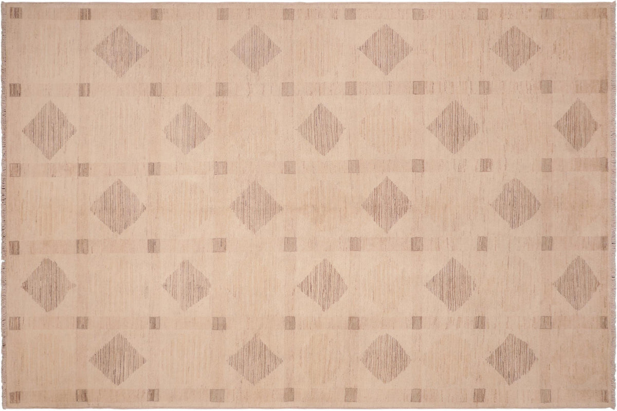 handmade Modern Kafkaz Beige Tan Hand Knotted RECTANGLE 100% WOOL area rug 6' x 9'