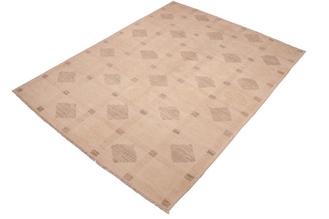 handmade Modern Kafkaz Beige Tan Hand Knotted RECTANGLE 100% WOOL area rug 6' x 9'