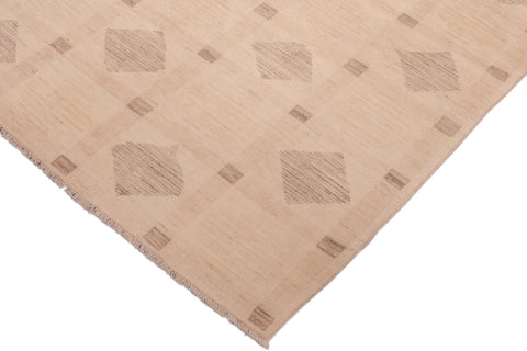handmade Modern Kafkaz Beige Tan Hand Knotted RECTANGLE 100% WOOL area rug 6' x 9'