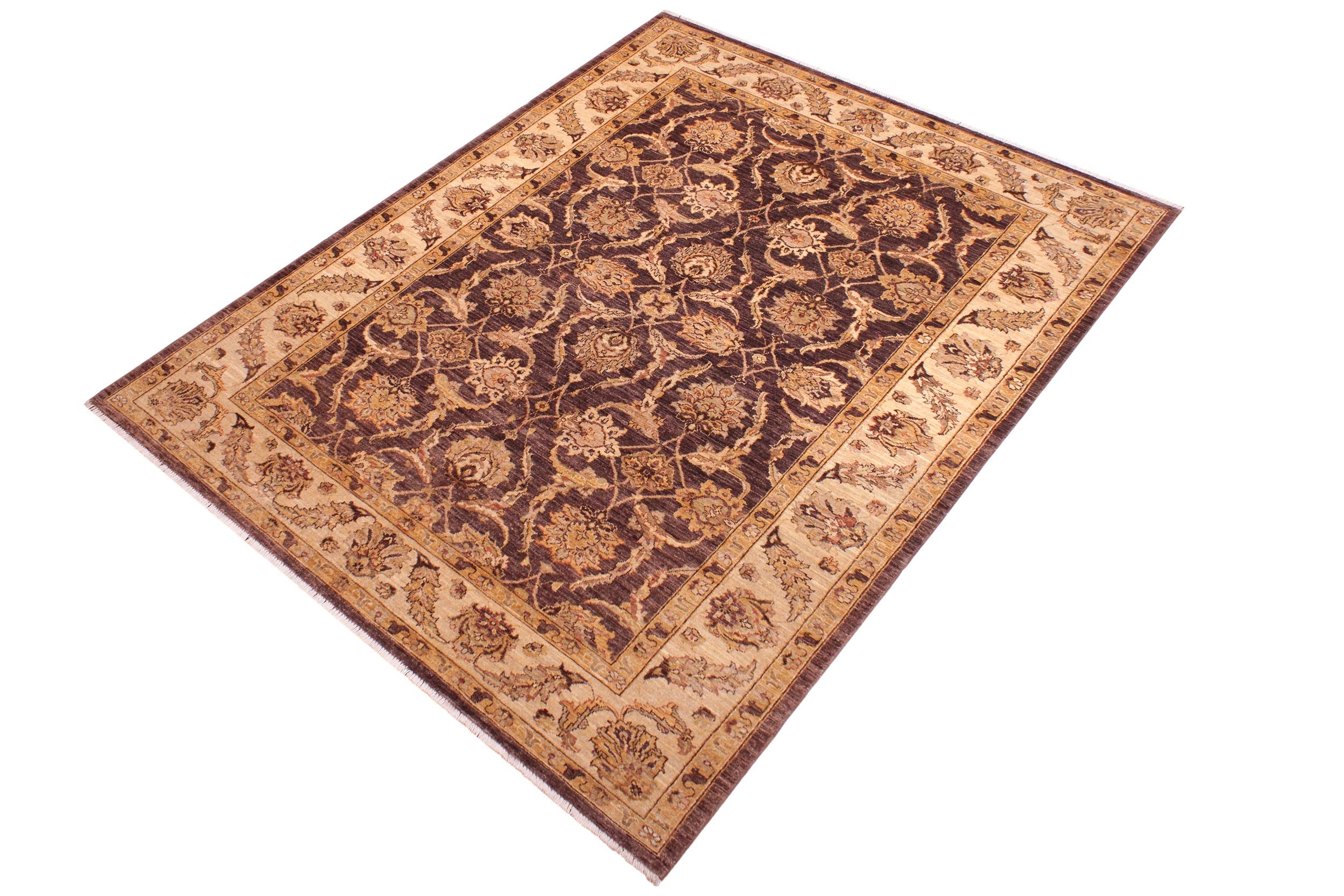 handmade Traditional Kafkaz Brown Ivory Hand Knotted RECTANGLE 100% WOOL area rug 6x9