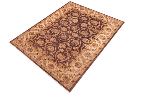 handmade Traditional Kafkaz Brown Ivory Hand Knotted RECTANGLE 100% WOOL area rug 6x9