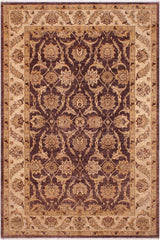 handmade Traditional Kafkaz Brown Ivory Hand Knotted RECTANGLE 100% WOOL area rug 6X9