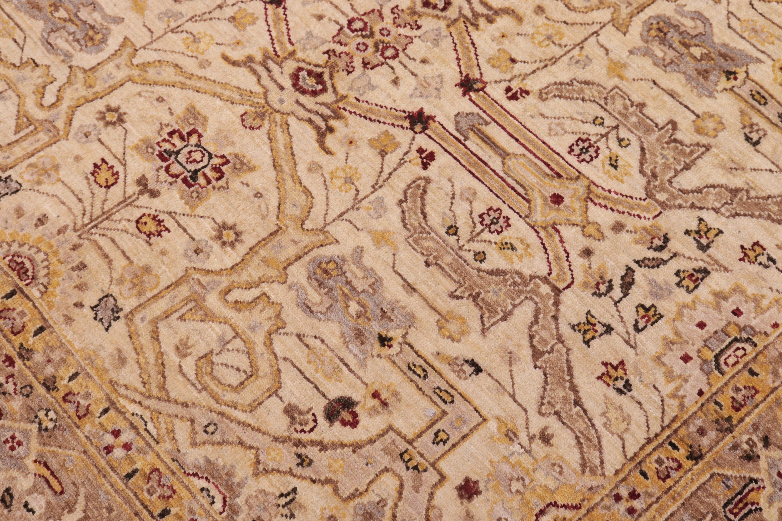 handmade Transitional Kafkaz Ivory Gold Hand Knotted RECTANGLE 100% WOOL area rug 6' x 9'