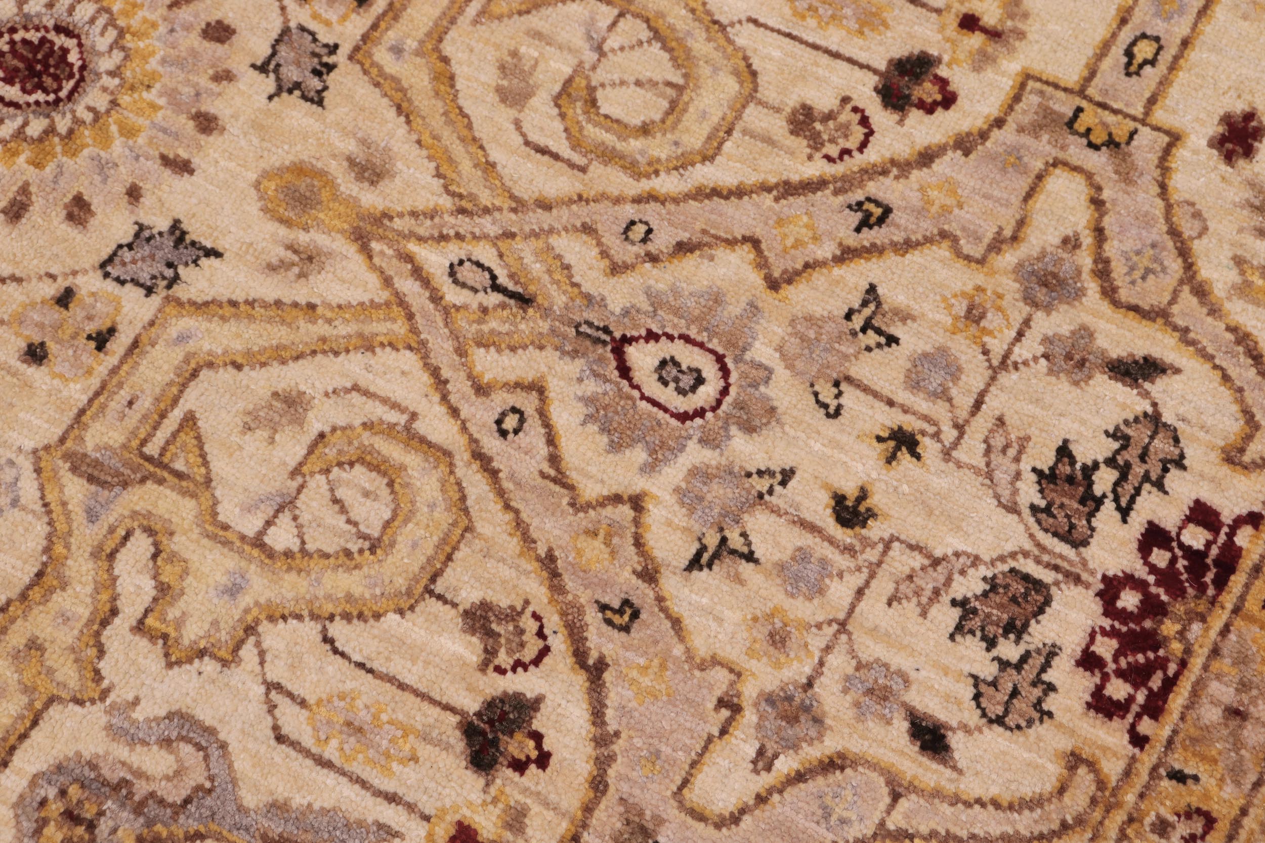 handmade Transitional Kafkaz Ivory Gold Hand Knotted RECTANGLE 100% WOOL area rug 6' x 9'