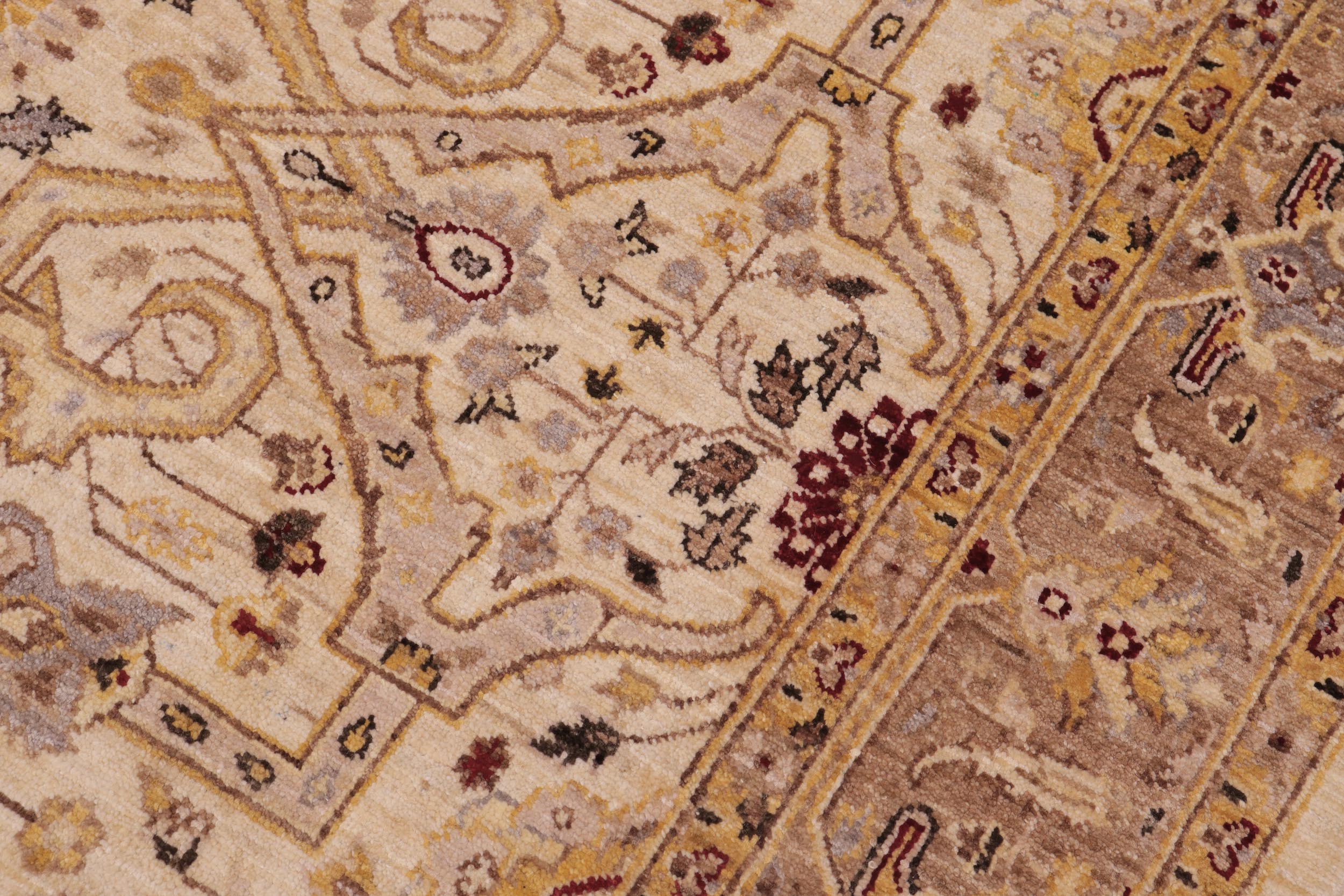 handmade Transitional Kafkaz Ivory Gold Hand Knotted RECTANGLE 100% WOOL area rug 6' x 9'