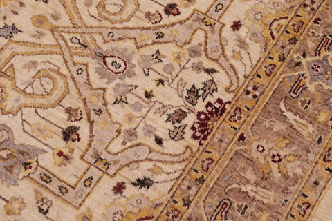 handmade Transitional Kafkaz Ivory Gold Hand Knotted RECTANGLE 100% WOOL area rug 6' x 9'