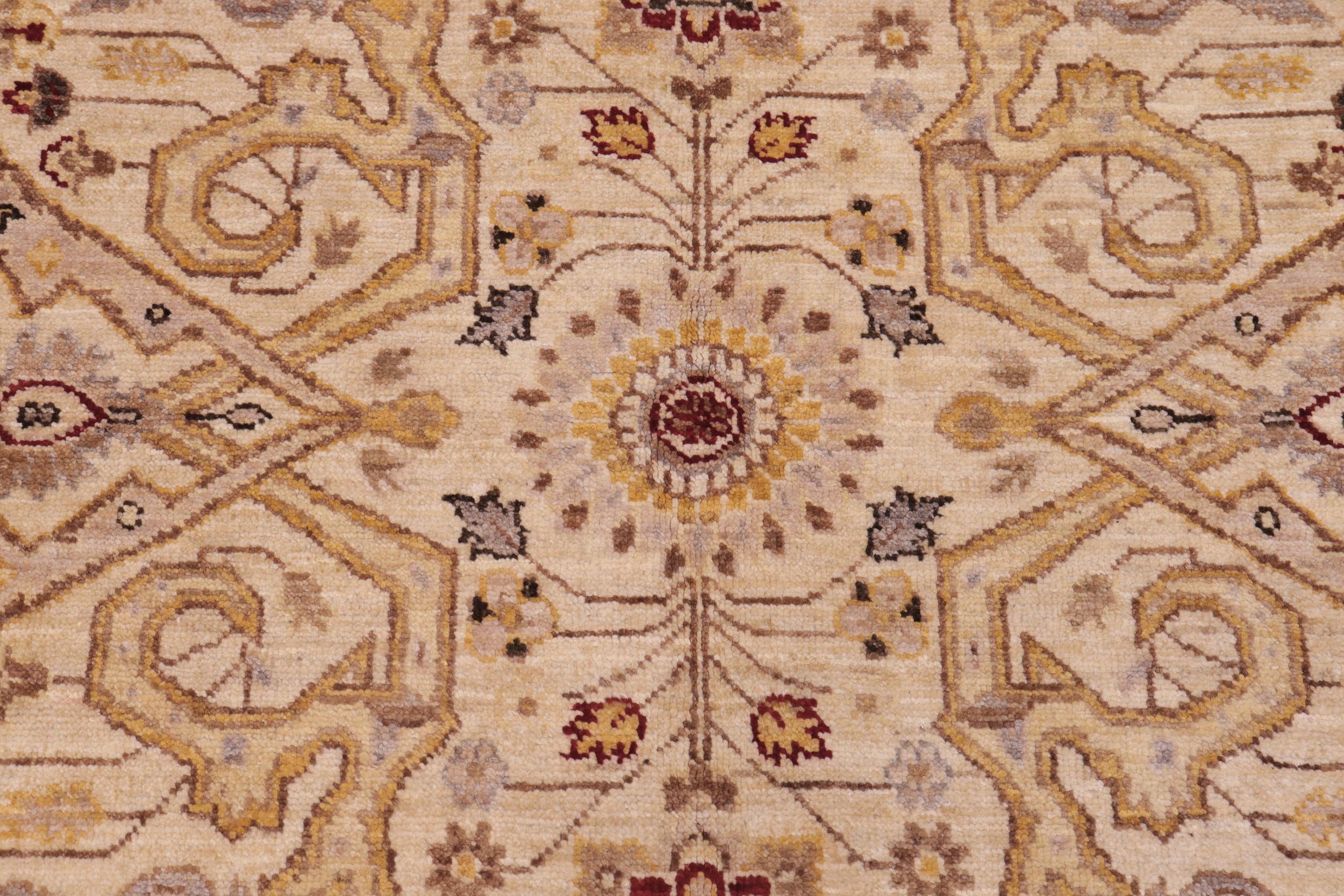 handmade Transitional Kafkaz Ivory Gold Hand Knotted RECTANGLE 100% WOOL area rug 6' x 9'