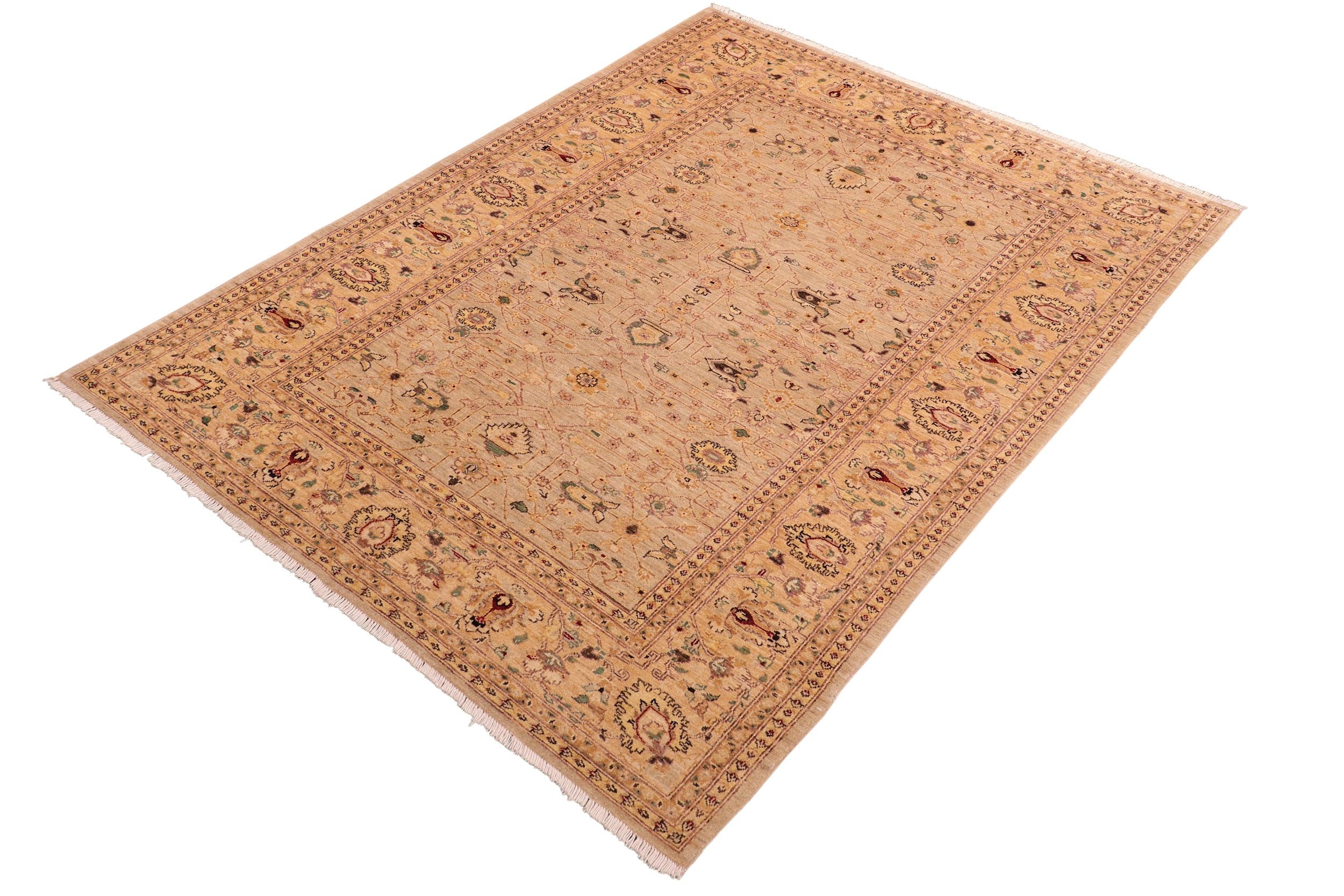 handmade Traditional Kafkaz Gray Gold Hand Knotted RECTANGLE 100% WOOL area rug 6x9