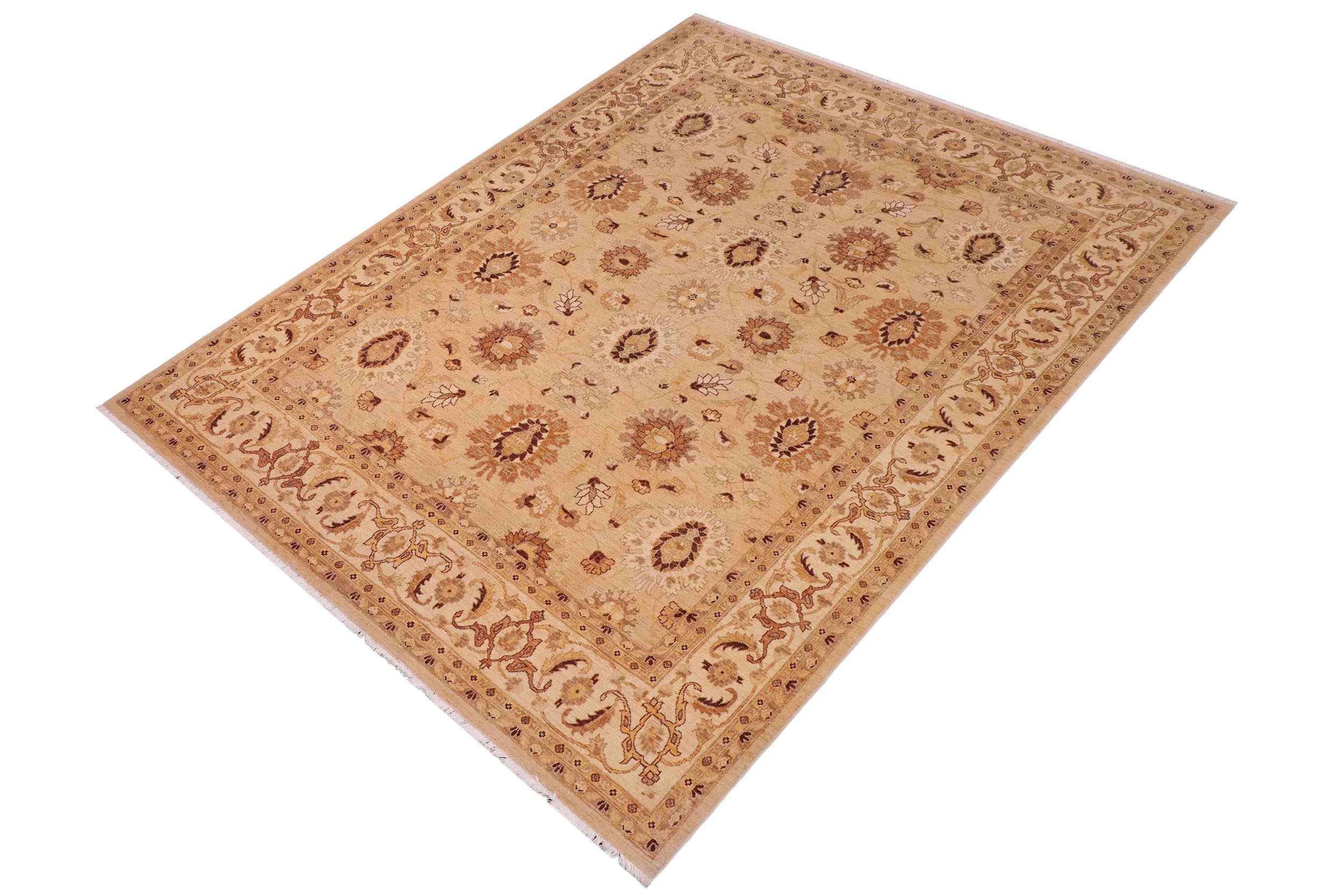 handmade Traditional Kafkaz Tan Beige Hand Knotted RECTANGLE 100% WOOL area rug 8x10