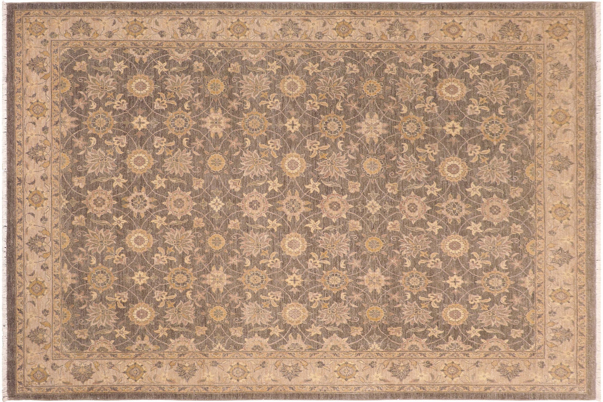 handmade Transitional Kafkaz Gray Lt. Brown Hand Knotted RECTANGLE 100% WOOL area rug 8' x 10'