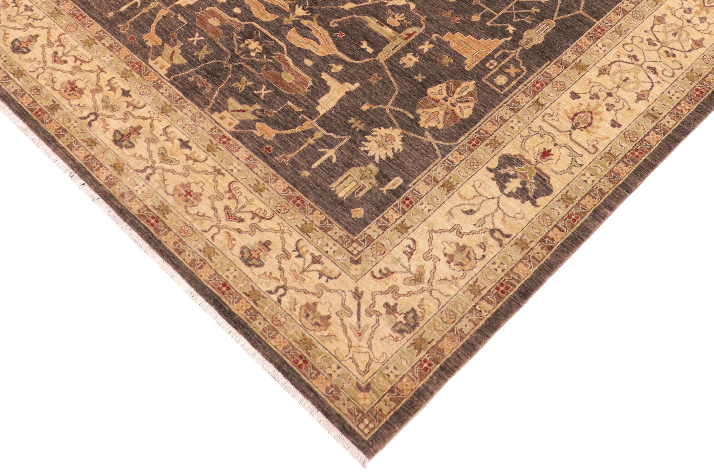 handmade Traditional Kafkaz Brown Beige Hand Knotted RECTANGLE 100% WOOL area rug 8x10