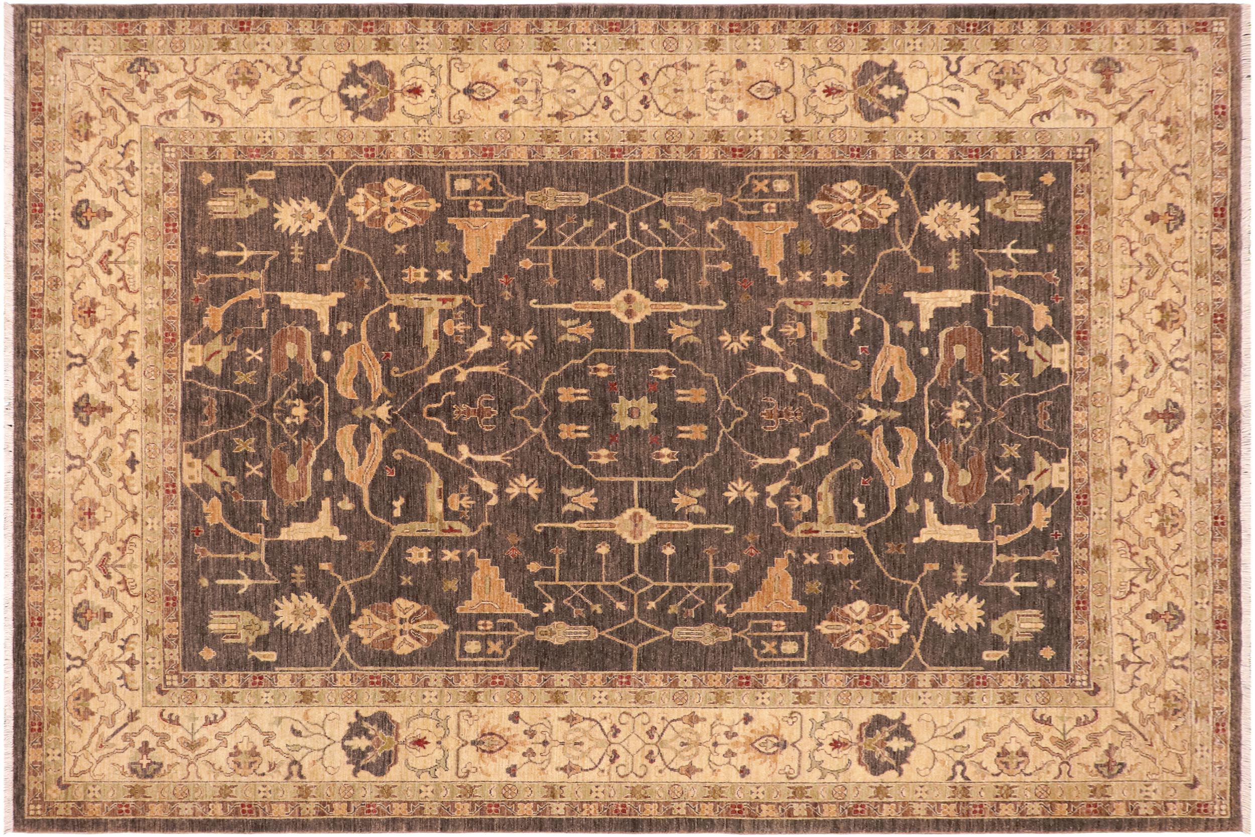 handmade Traditional Kafkaz Brown Beige Hand Knotted RECTANGLE 100% WOOL area rug 8x10
