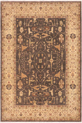 handmade Traditional Kafkaz Brown Beige Hand Knotted RECTANGLE 100% WOOL area rug 8X10