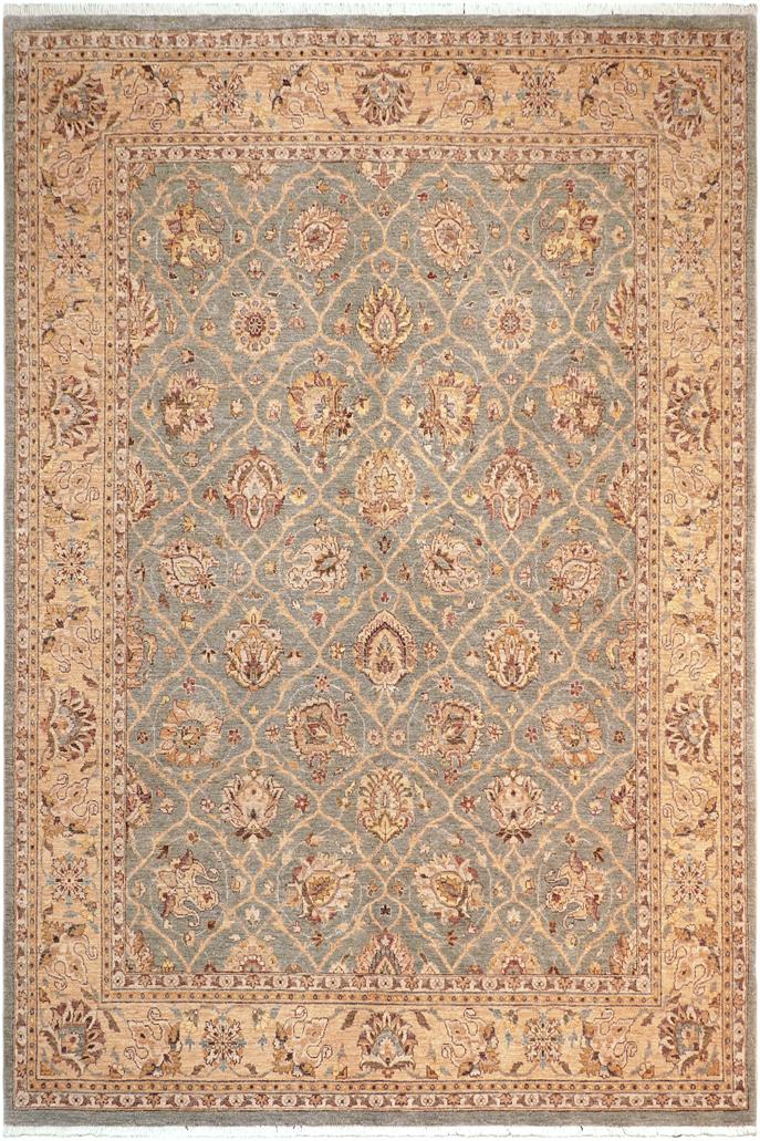 handmade Transitional Kafkaz Lt. Green Beige Hand Knotted RECTANGLE 100% WOOL area rug 8X10