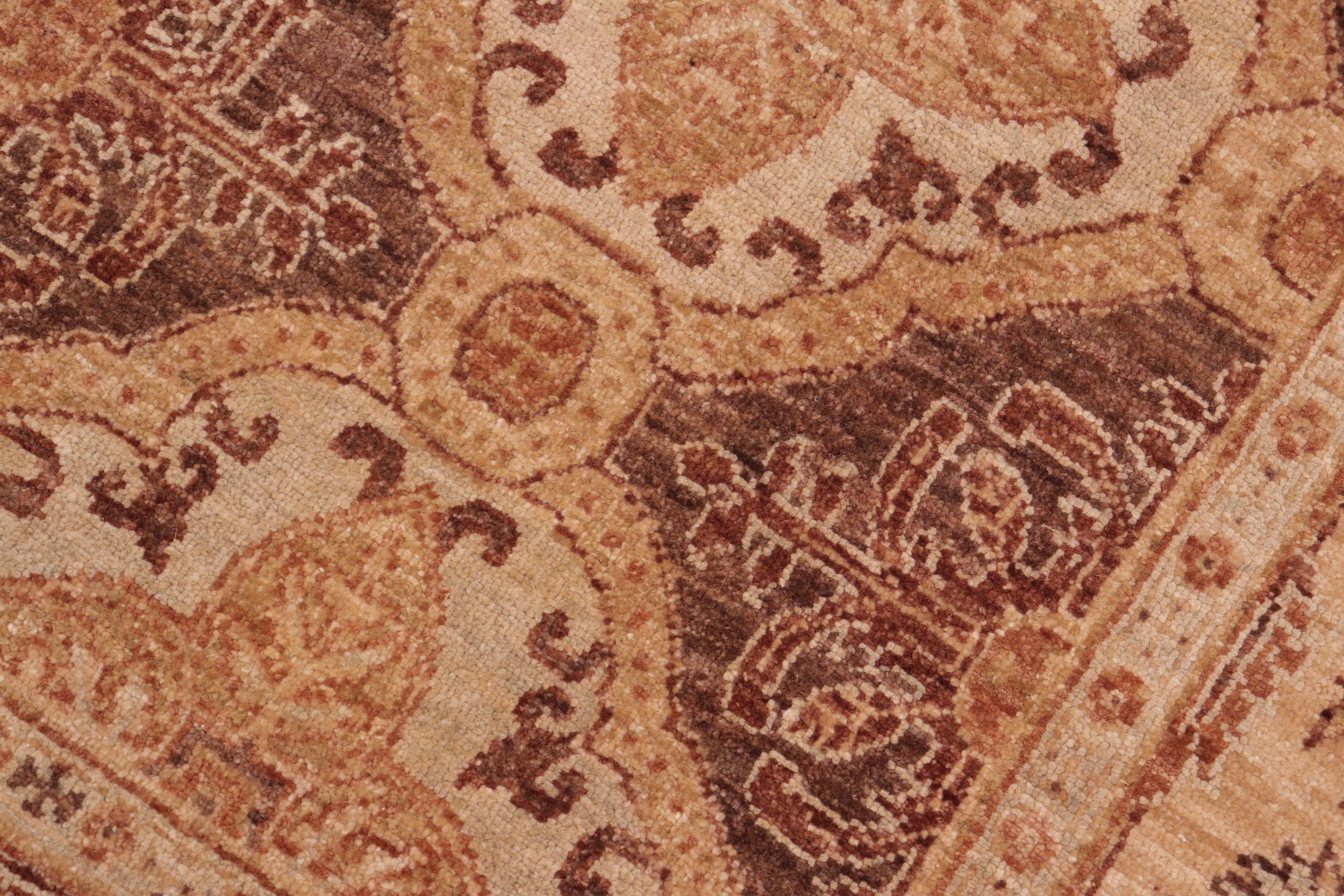 handmade Transitional Kafkaz Brown Gold Hand Knotted RECTANGLE 100% WOOL area rug 6' x 8'