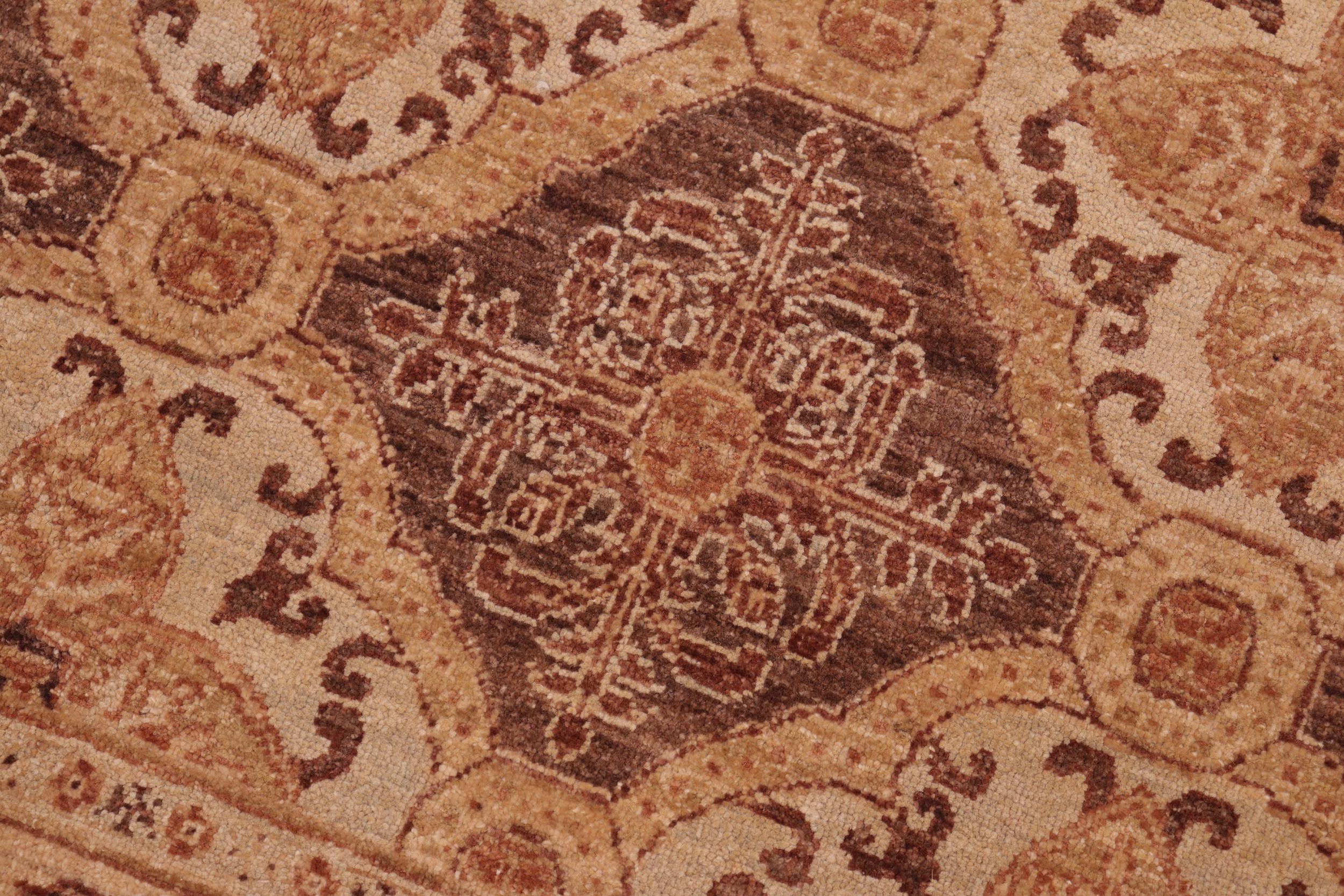 handmade Transitional Kafkaz Brown Gold Hand Knotted RECTANGLE 100% WOOL area rug 6' x 8'