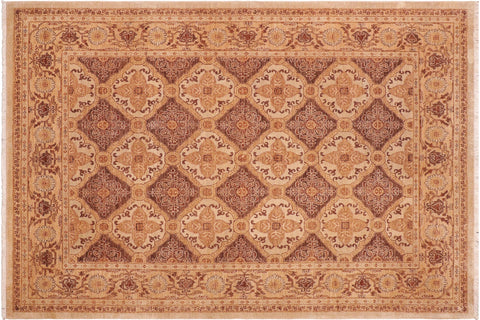 handmade Transitional Kafkaz Brown Gold Hand Knotted RECTANGLE 100% WOOL area rug 6' x 8'