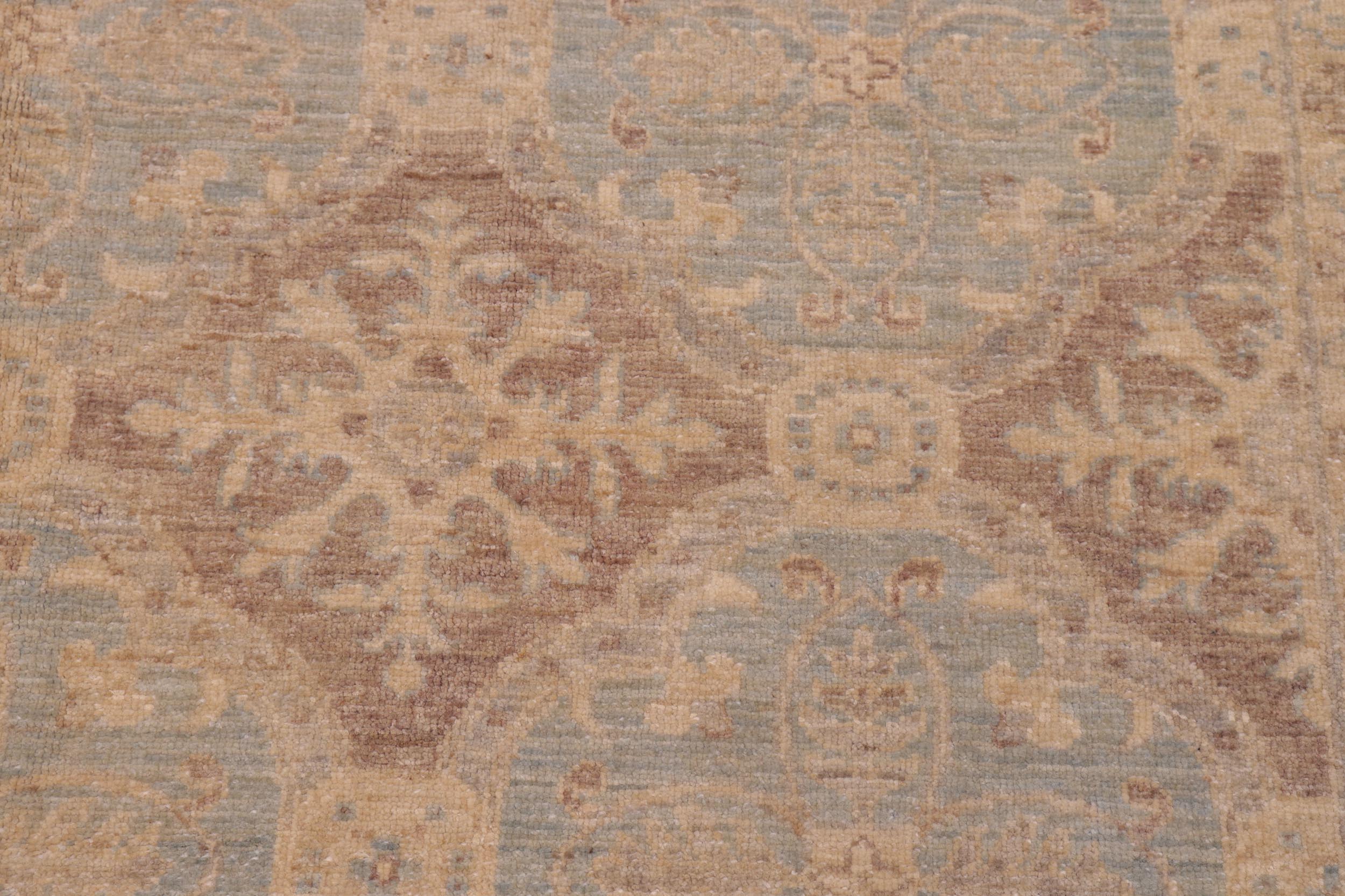 handmade Transitional Kafkaz Lt. Blue Brown Hand Knotted RECTANGLE 100% WOOL area rug 6' x 9'