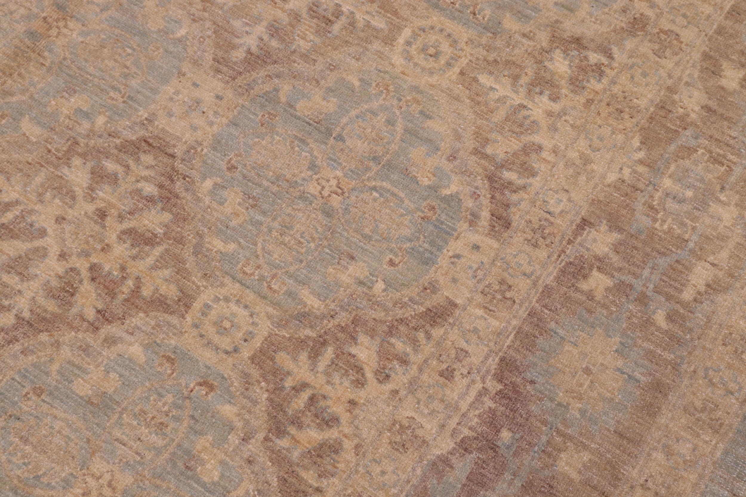 handmade Transitional Kafkaz Lt. Blue Brown Hand Knotted RECTANGLE 100% WOOL area rug 6' x 9'