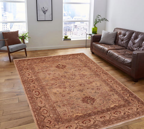 handmade Traditional Kafkaz Tan Gray Hand Knotted RECTANGLE 100% WOOL area rug 6x9