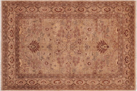 handmade Traditional Kafkaz Tan Gray Hand Knotted RECTANGLE 100% WOOL area rug 6x9