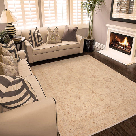 handmade Traditional Kafkaz Beige Blue Hand Knotted RECTANGLE 100% WOOL area rug 8x10