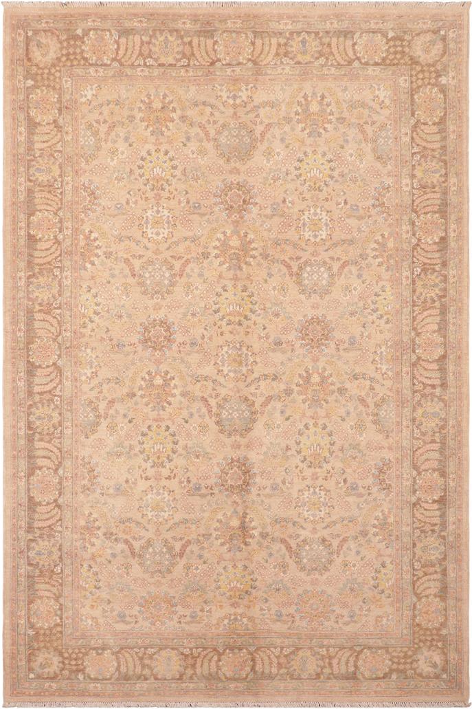 handmade Transitional Kafkaz Tan Brown Hand Knotted RECTANGLE 100% WOOL area rug 6'X9'