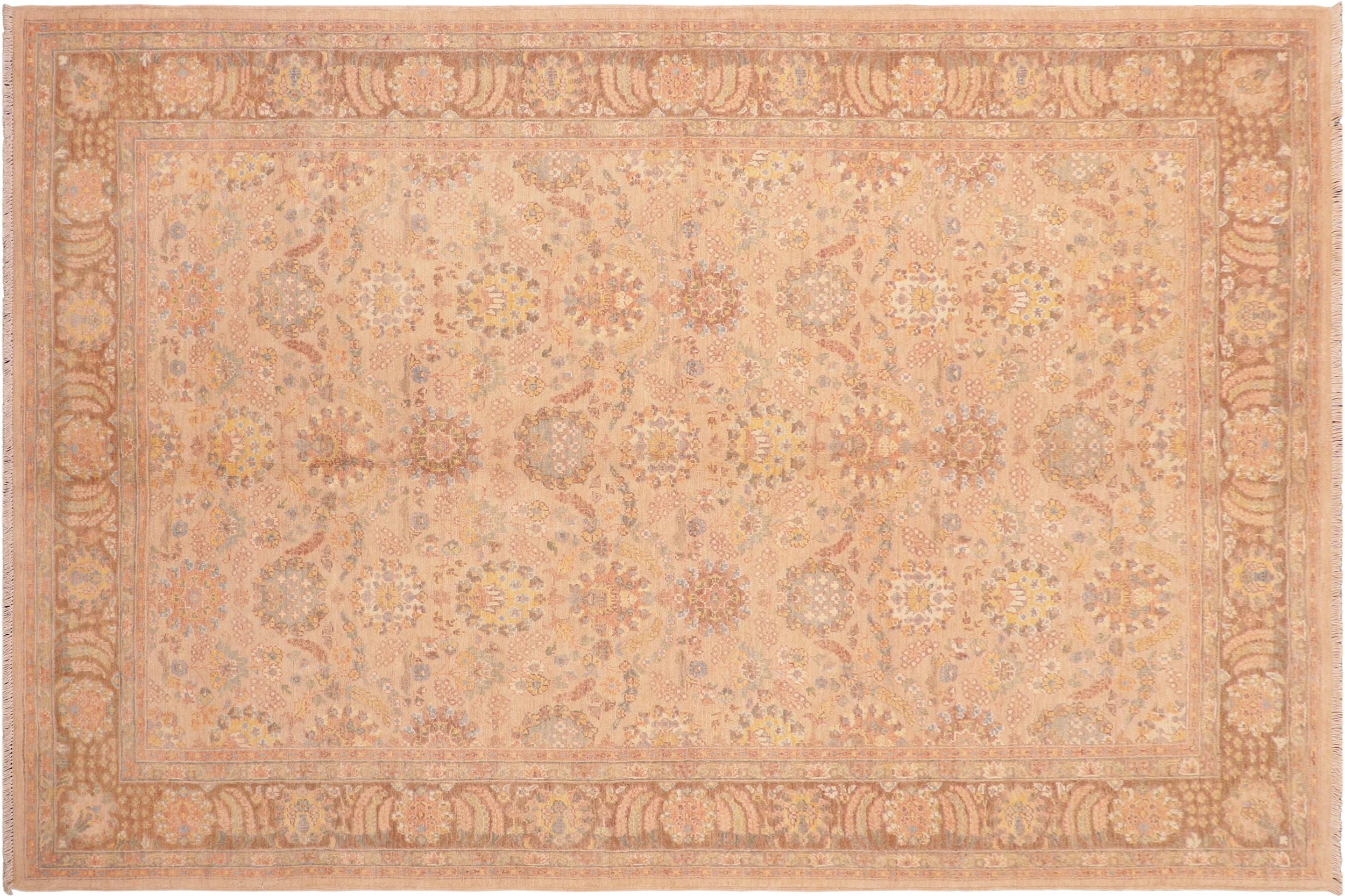 handmade Traditional Kafkaz Tan Brown Hand Knotted RECTANGLE 100% WOOL area rug 6' x 9'
