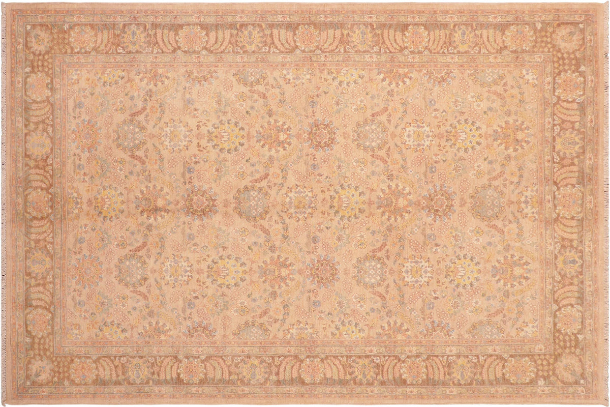 handmade Traditional Kafkaz Tan Brown Hand Knotted RECTANGLE 100% WOOL area rug 6' x 9'