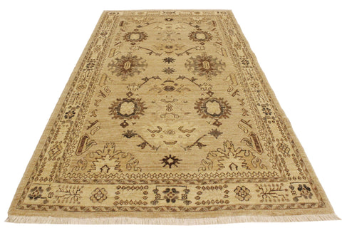 handmade Geometric Kafkaz Tan Lt. Brown Hand Knotted RECTANGLE 100% WOOL area rug 4' x 6'