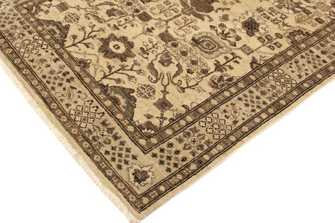 handmade Geometric Kafkaz Tan Lt. Brown Hand Knotted RECTANGLE 100% WOOL area rug 4' x 6'