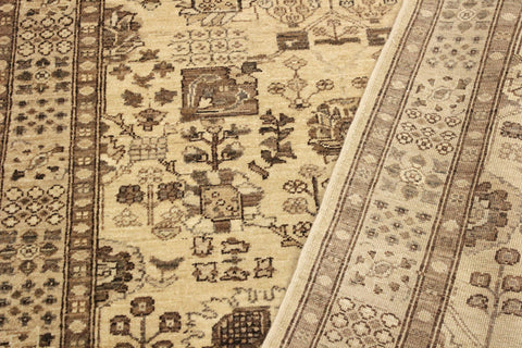 handmade Geometric Kafkaz Tan Lt. Brown Hand Knotted RECTANGLE 100% WOOL area rug 4' x 6'