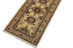 handmade Traditional Kafkaz Gold Tan Hand Knotted RUNNER 100% WOOL area rug 3X9