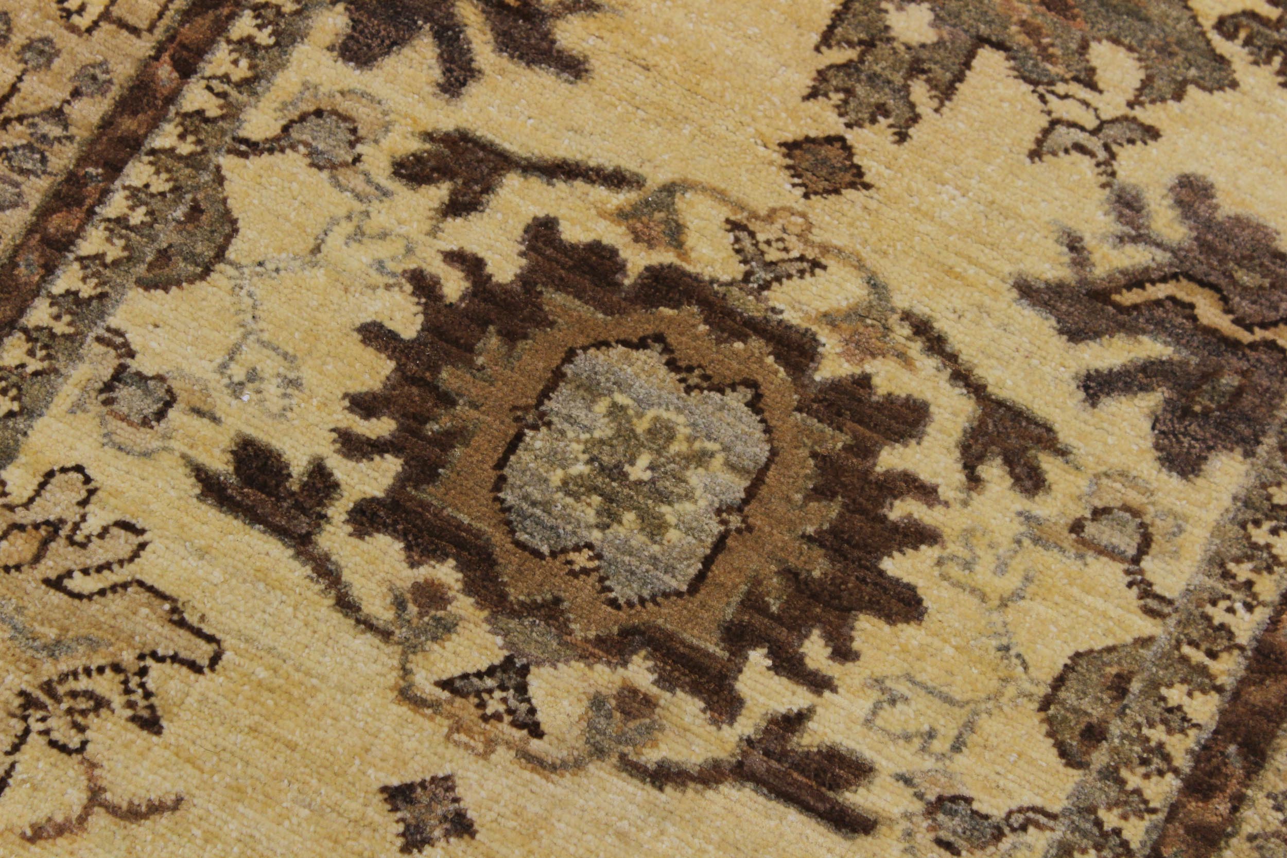 handmade Geometric Kafkaz Lt. Gold Tan Hand Knotted RUNNER 100% WOOL area rug 3' x 9'
