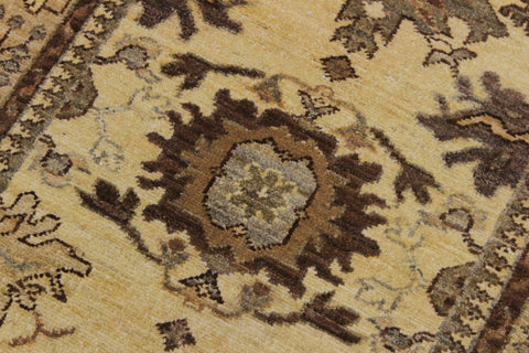 handmade Geometric Kafkaz Lt. Gold Tan Hand Knotted RUNNER 100% WOOL area rug 3' x 9'