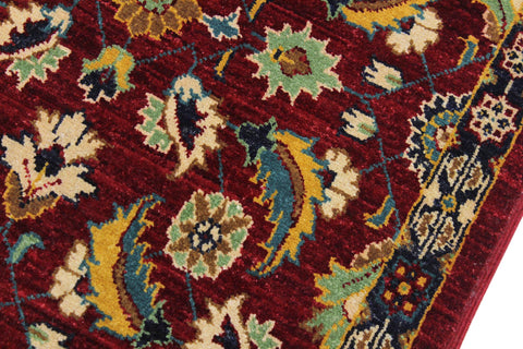 handmade Transitional Kafkaz Red Blue Hand Knotted RUNNER 100% WOOL area rug 3' x 10'