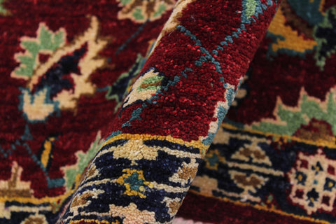 handmade Transitional Kafkaz Red Blue Hand Knotted RUNNER 100% WOOL area rug 3' x 10'