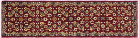 handmade Transitional Kafkaz Red Blue Hand Knotted RUNNER 100% WOOL area rug 3' x 10'