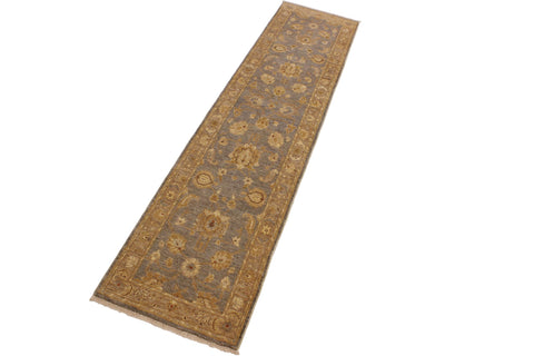 handmade Traditional Kafkaz Gray Lt. Brown Hand Knotted RUNNER 100% WOOL area rug 3' x 11'