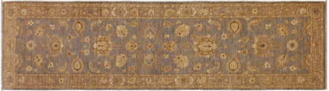 handmade Traditional Kafkaz Gray Lt. Brown Hand Knotted RUNNER 100% WOOL area rug 3' x 11'